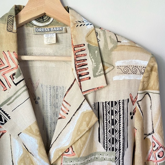 Dress Barn Abstract Design Linen Womans Blazer Size Large - Picture 10 of 17